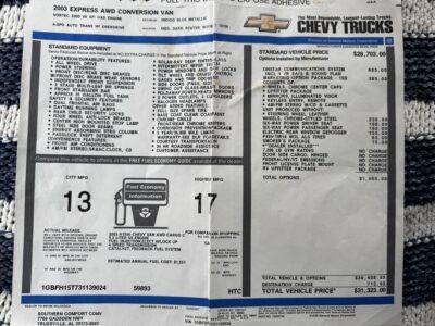 35K-Mile 2003 Chevrolet Express 1500 Conversion Van AWD Southern Comfort Package Photo Gallery — Photo 181