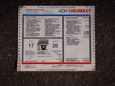935-Mile 1995 Chevrolet Monte Carlo Z34 Brickyard 400 Pace Car Photo Gallery — Photo 134