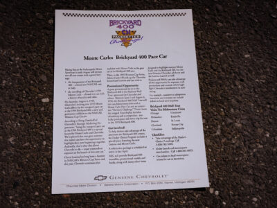 935-Mile 1995 Chevrolet Monte Carlo Z34 Brickyard 400 Pace Car Photo Gallery — Photo 148