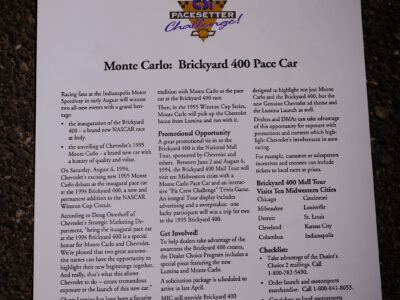 935-Mile 1995 Chevrolet Monte Carlo Z34 Brickyard 400 Pace Car Photo Gallery — Photo 151
